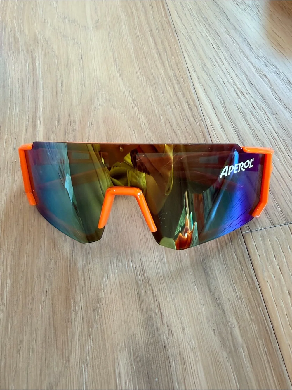 Men’s Orange Aperol Sunglasses with Mirrored Rainbow Lens